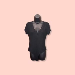 CLOZOZ Women Lace short sleeve V- neck Bodysuits